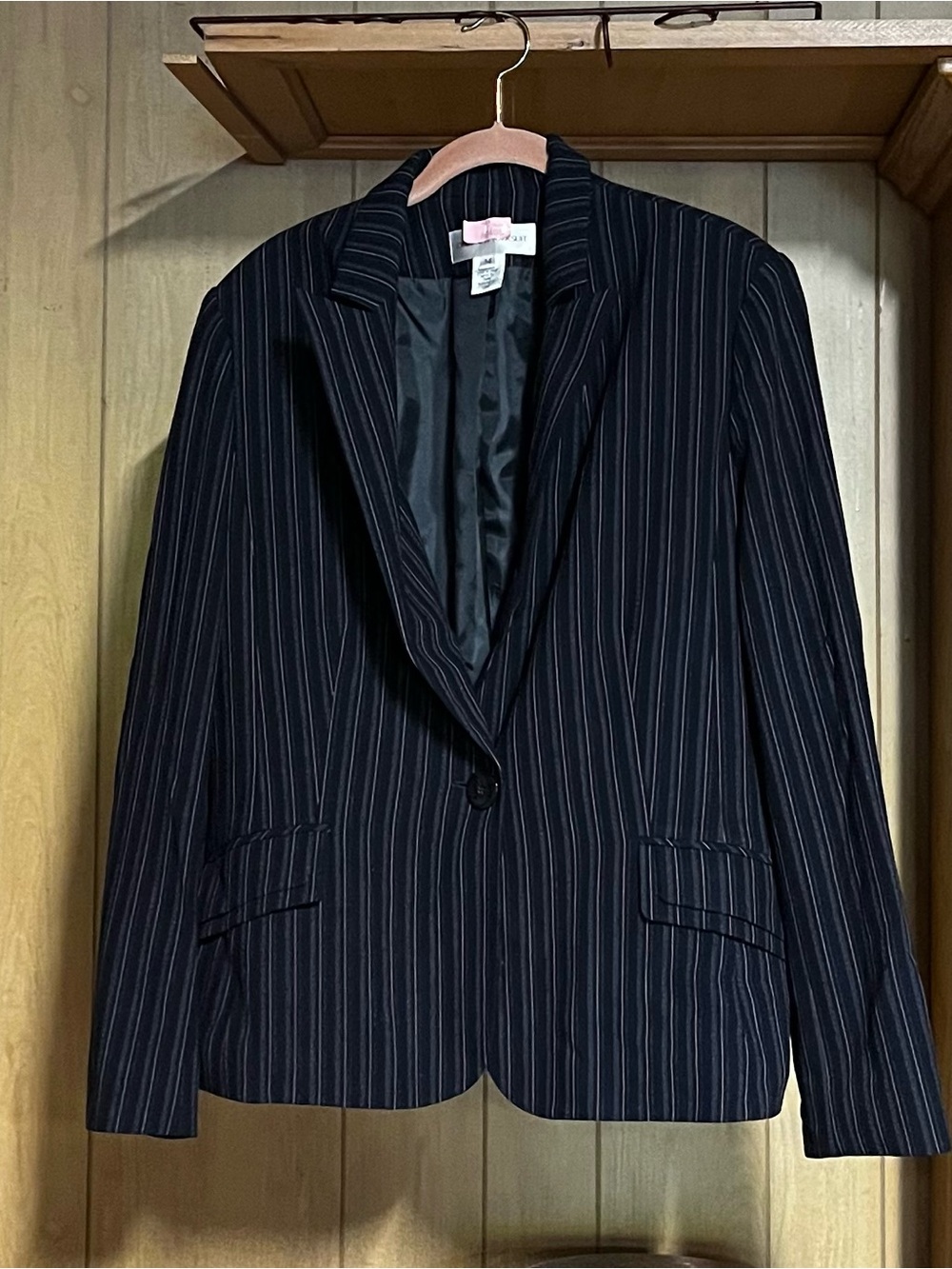 Jones New York Suit Striped Single-Button Navy Blazer and Pants Size 14